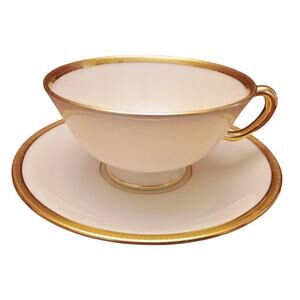 Lenox Tuxedo China Footed Cup and Saucer Set of 4 Retired